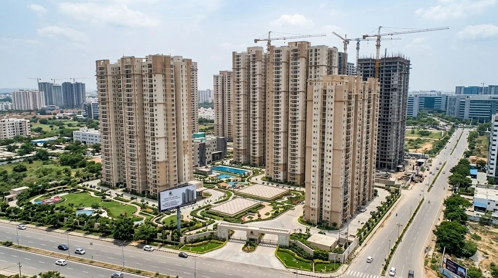 Architectural rendering of upcoming and newly launched premium residential properties by Prestige Group in Hyderabad.